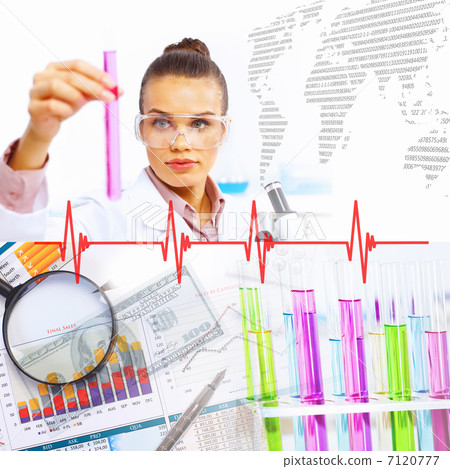 Collage with scientist in laboratory 7120777