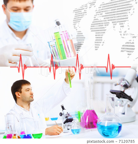 Collage with scientist in laboratory 7120785
