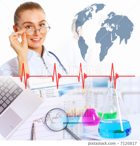 Collage with scientist in laboratory 7120817