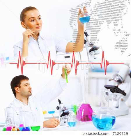 Collage with scientist in laboratory Collage with scientist in laboratory 7120819