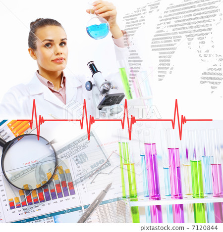 Collage with scientist in laboratory Collage with scientist in laboratory 7120844