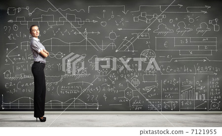 Business person against the blackboard 7121955