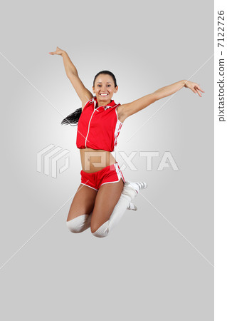 Young female dancer against white background 7122726