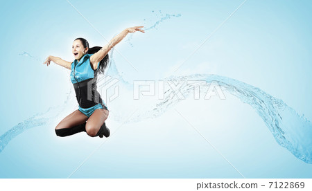 Young woman dancer. With lights effect. Young woman dancer. With lights effect. 7122869