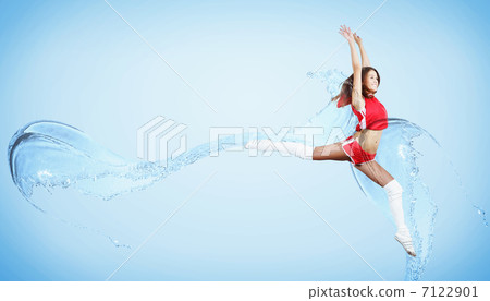 Young woman dancer. With lights effect. 7122901