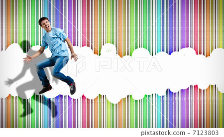 young man dancing and jumping... 7123803