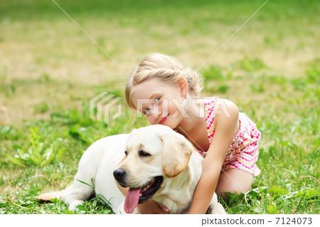 little girl with her dog little girl with her dog 7124073