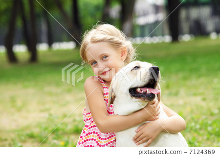 little girl with her dog little girl with her dog 7124369