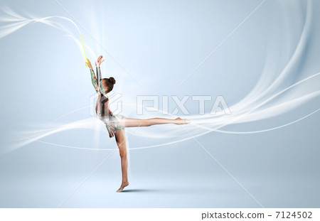 Young woman in gymnast suit posing 7124502