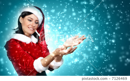 Portrait of girl wearing santa claus clothes 7126469