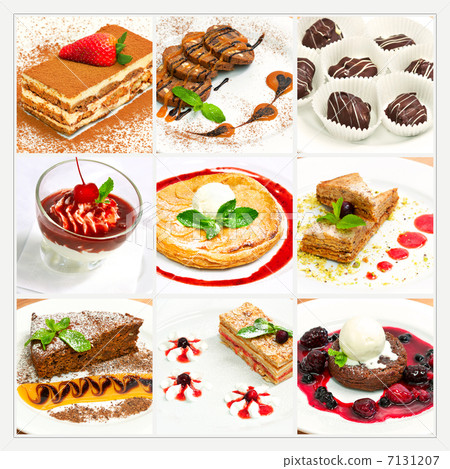 Collage with different sweet dessert 7131207