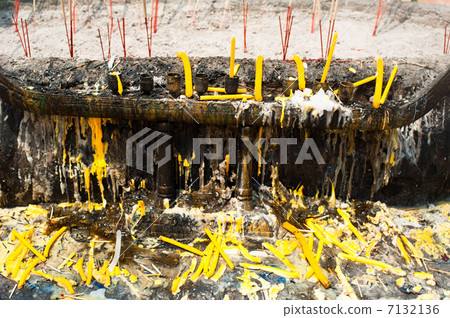 Candles and aroma incense sticks for religion offering ceremony 7132136