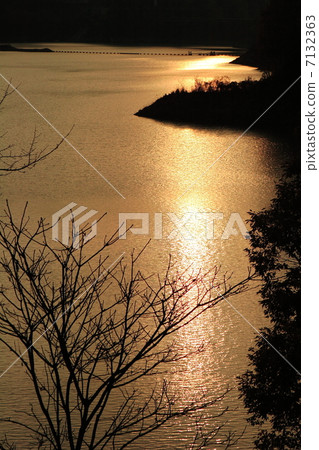 The scenery of Lake Kobushi, which glitters in the west 7132363