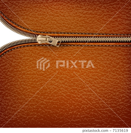 Brown leather texture background with zipper. Vector illustratio 7135619