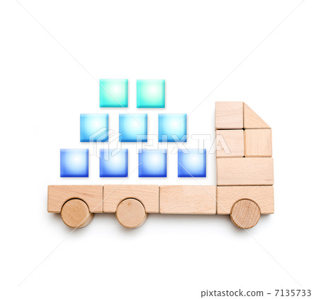 An image of a truck made of building blocks carrying cargo. An image of a truck made of building blocks carrying cargo. 7135733