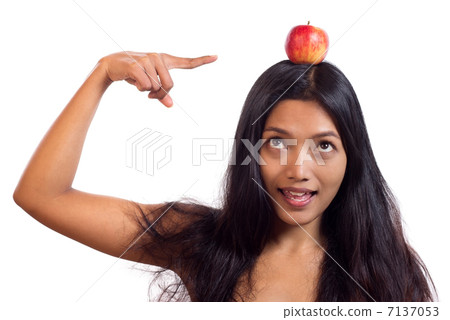 woman with apple on her head woman with apple on her head 7137053