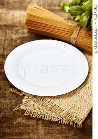 whole wheat spaghetti, ingredients and plate for text whole wheat spaghetti, ingredients and plate for text 7137363