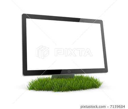 Computer Monitor in grass Computer Monitor in grass 7139684
