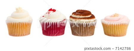 row of  cupcakes on white 7142786