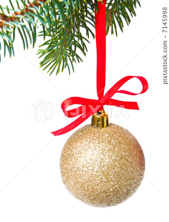 christmas balls hanging from tree 7145998