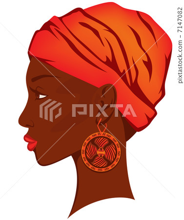 beautiful african woman with earring - bright portrait of african american beauty 7147082