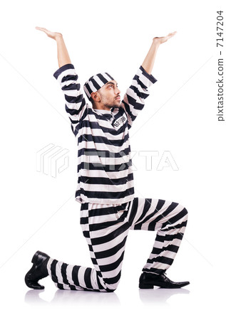 Convict criminal in striped uniform Convict criminal in striped uniform 7147204