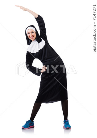 Nun isolated on the white background 7147271