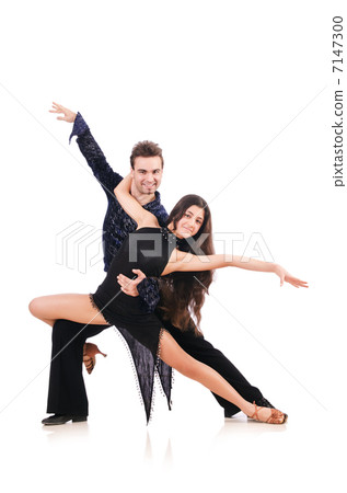 Pair of dancers isolated on the white 7147300