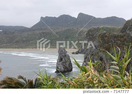 從沖繩的東口主島的最北端看見的大石森林山 7147777