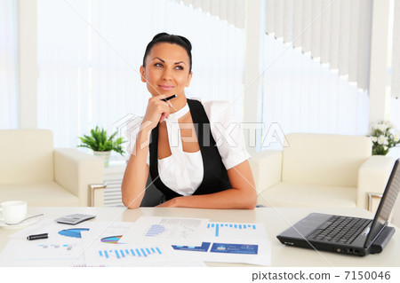 young business woman with papers young business woman with papers 7150046
