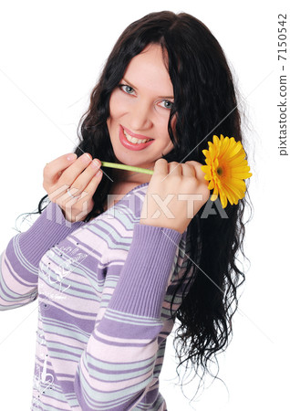 young charming brunette in a sweater 7150542