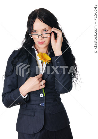 Young charming business woman in dark dress Young charming business woman in dark dress 7150545