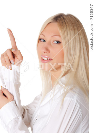 Young smiling blonde in a white shirt 7150547