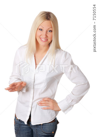 Young smiling blonde in a white shirt 7150554