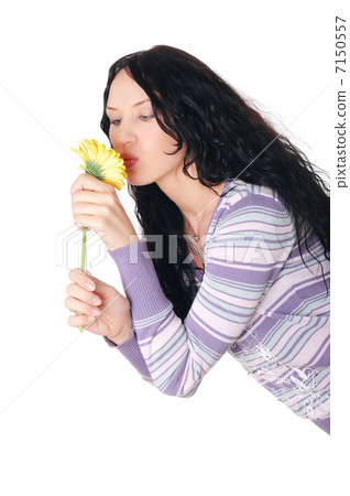 young charming brunette in a sweater young charming brunette in a sweater 7150557