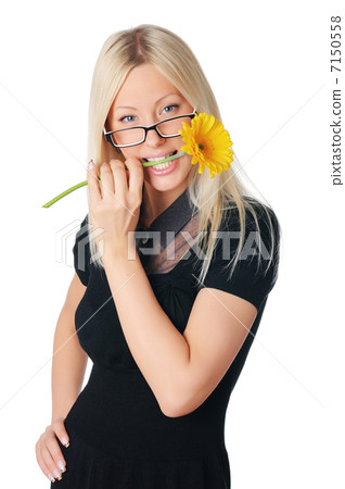Young charming business woman in dark dress Young charming business woman in dark dress 7150558