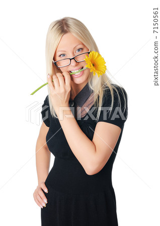 Young charming business woman in dark dress Young charming business woman in dark dress 7150561