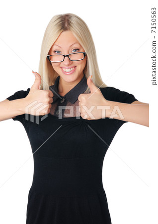 Young charming blonde in a dark dress Young charming blonde in a dark dress 7150563