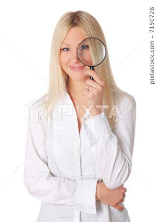 Young smiling blonde in a white shirt Young smiling blonde in a white shirt 7150728
