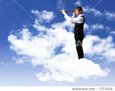 Young businessman looking into the uture 7153029