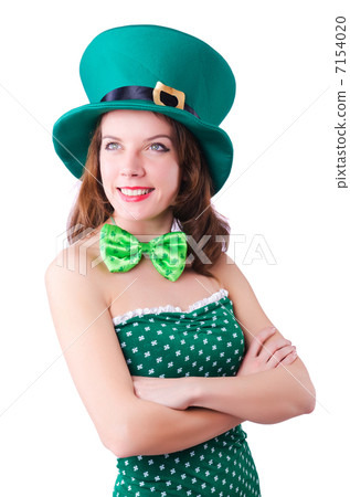 Young girl in saint patrick celebration concept Young girl in saint patrick celebration concept 7154020