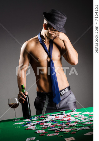 Naked broke businessman in casino 7154153