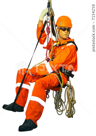 Mannequin in overalls steeplejack on a white background Mannequin in overalls steeplejack on a white background 7154259