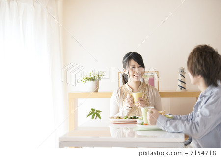 Couple's breakfast landscape 7154718
