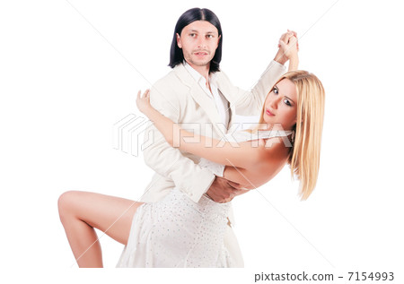 Pair dancing dances isolated on white 7154993