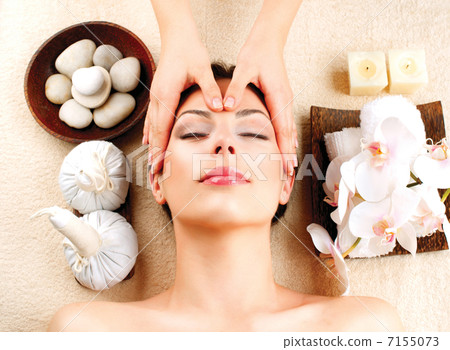 Spa Massage. Young Woman Getting Facial Massage Spa Massage. Young Woman Getting Facial Massage 7155073
