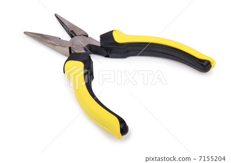 Yellow pliers isolated on the white 7155204