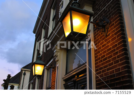 Lanterns on facade of the house in Dutch town Loenen . Netherlan 7155529