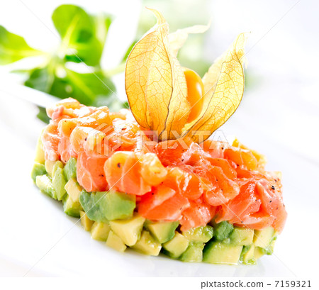 Salmon Tartar over White Background Salmon Tartar over White Background 7159321