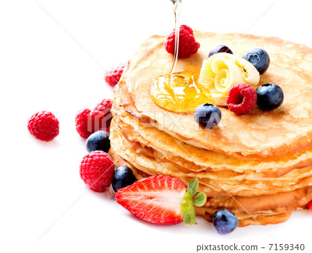 Pancake. Crepes With Berries. Pancakes stack isolated on White Pancake. Crepes With Berries. Pancakes stack isolated on White 7159340